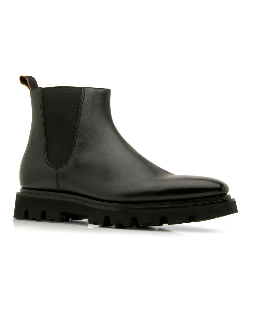 Calfskin Leather Chelsea Boot in Black