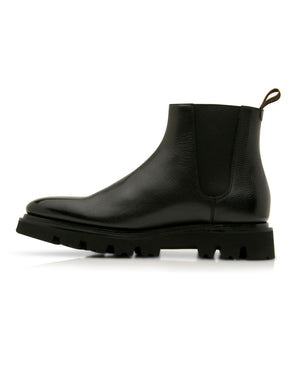 Calfskin Leather Chelsea Boot in Black