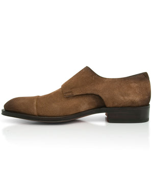 Divot Double Monk Strap Loafer in Dark Brown