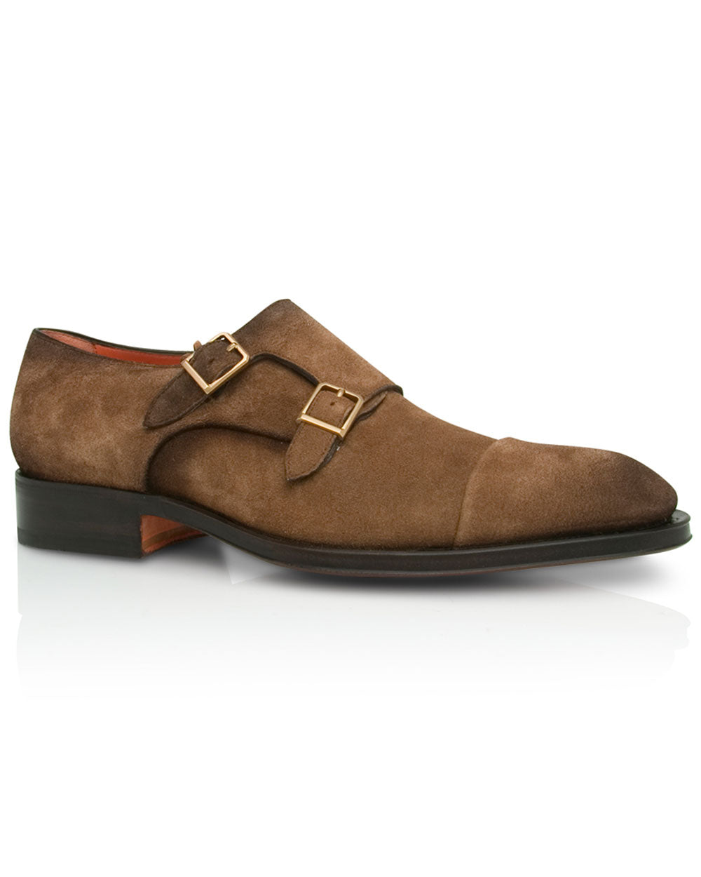 Divot Double Monk Strap Loafer in Dark Brown