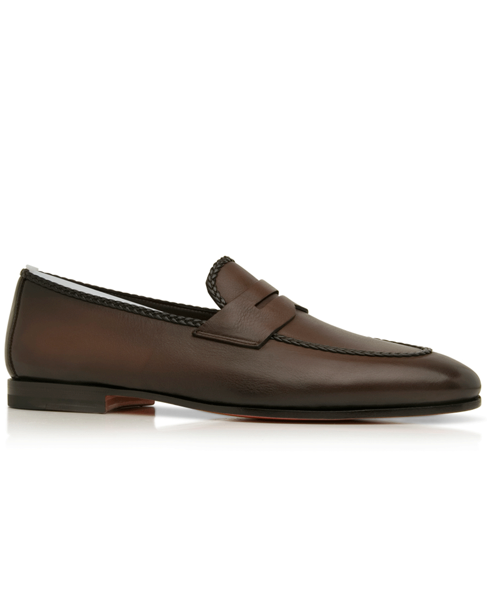 Braided Penny Loafer in Dark Brown