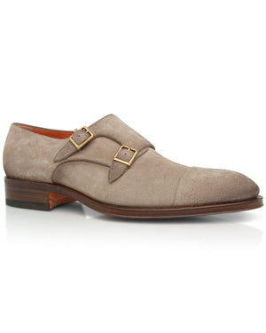 Divot Double Monk Strap Loafer in Light Brown