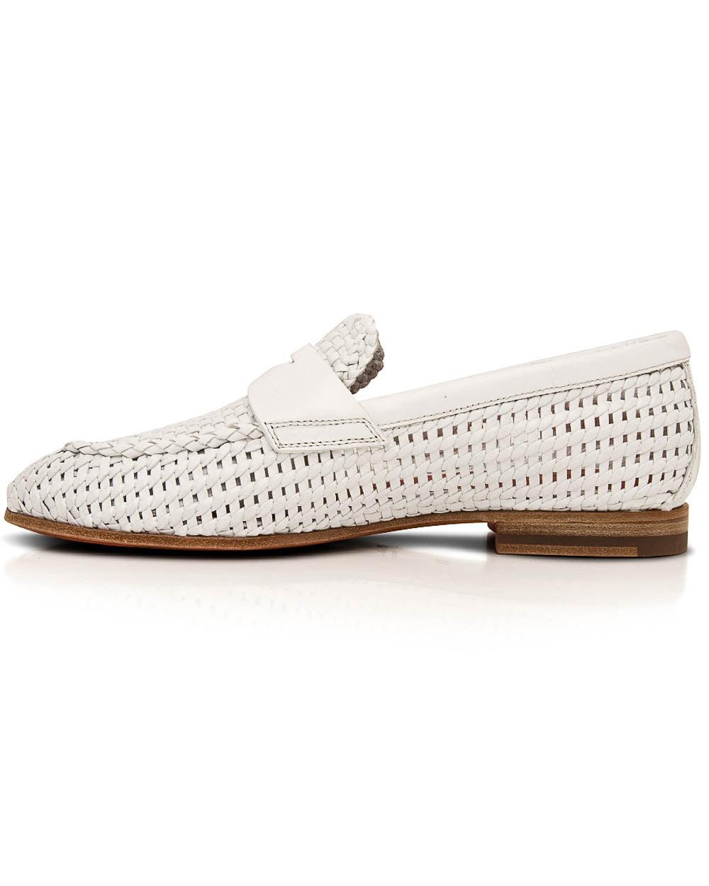Nicole Woven Leather Loafer in White