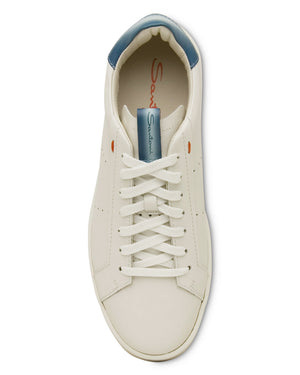 Colorblock Leather Sneaker in White and Blue