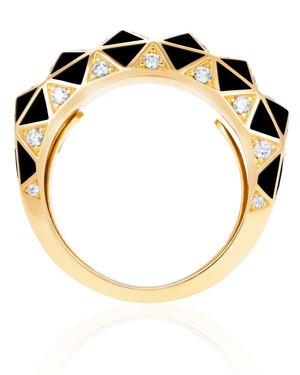 Yellow Gold and Black Enamel Candy Rock Ring