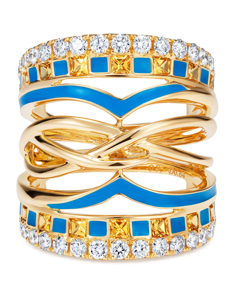 Suki Yellow Gold and Blue Enamel Ring