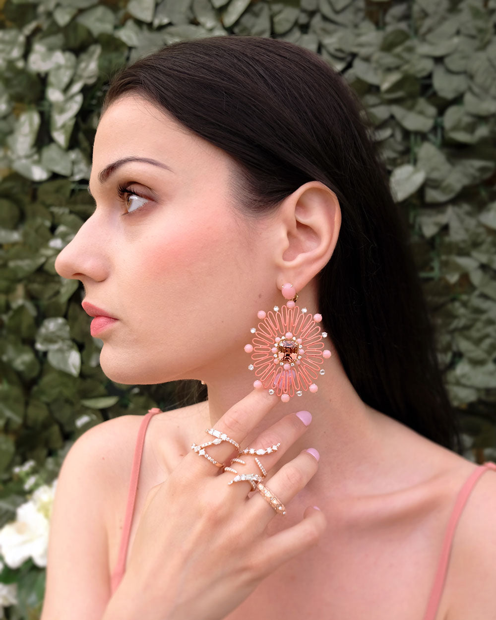 Pink Opal Solar Earrings