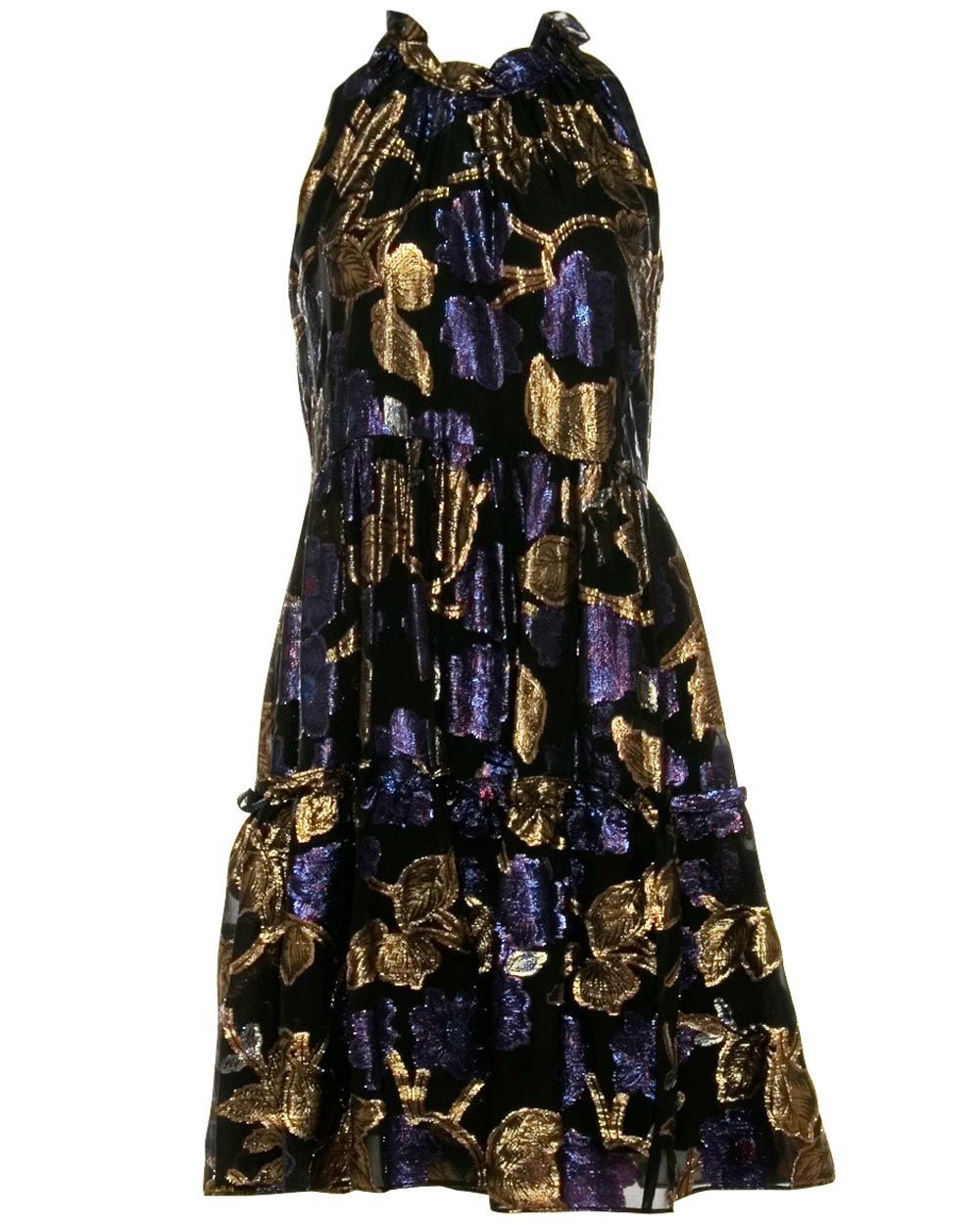 Black Metallic Floral Leandra Dress