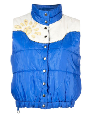 Blue Pascala Print Puffer Vest