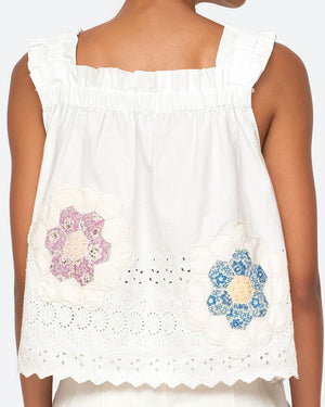 White Eyelet Violette Patch Top
