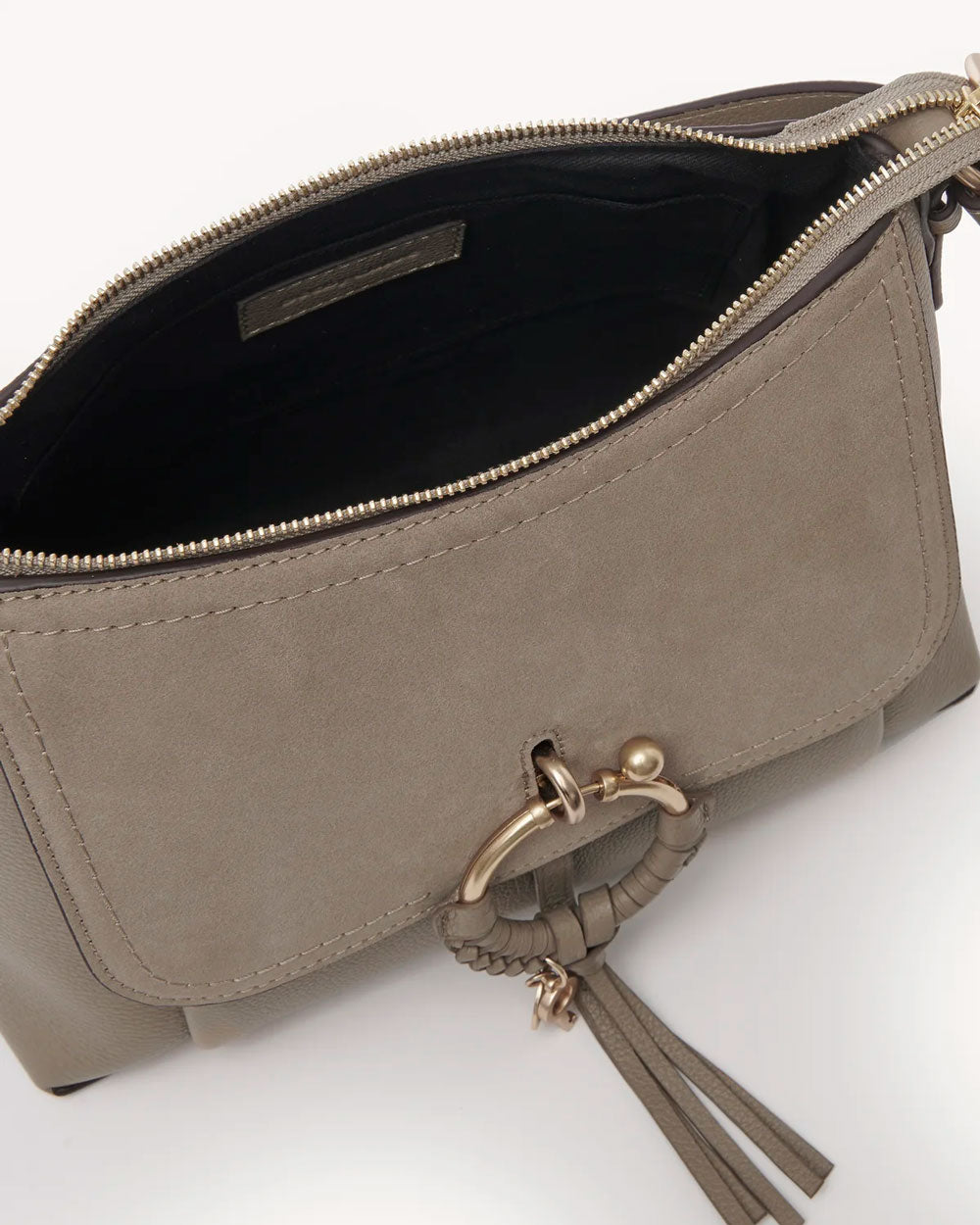 Joan Leather Shoulder Bag in Motty Grey