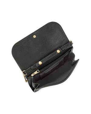 Black Hana Leather Wallet on Chain