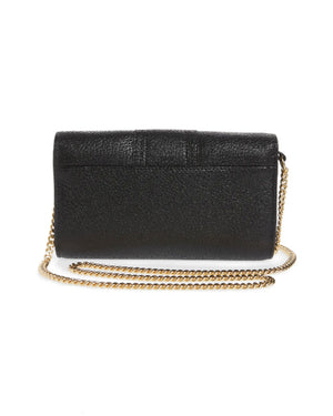 Black Hana Leather Wallet on Chain