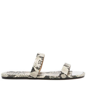 Serrato Snakeskin Dual-Band Flat Sandals in Yoth