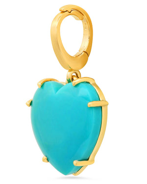 Yellow Gold Turquoise Heart Charm