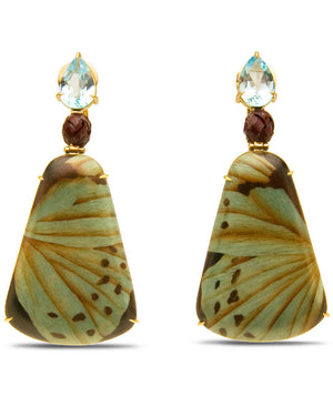 Topaz and Diamond Marquetry Bamboo Earrings