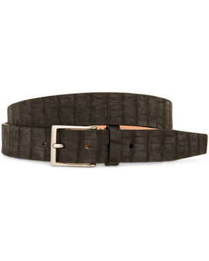 Black Nubuck Crocodile Leather Belt