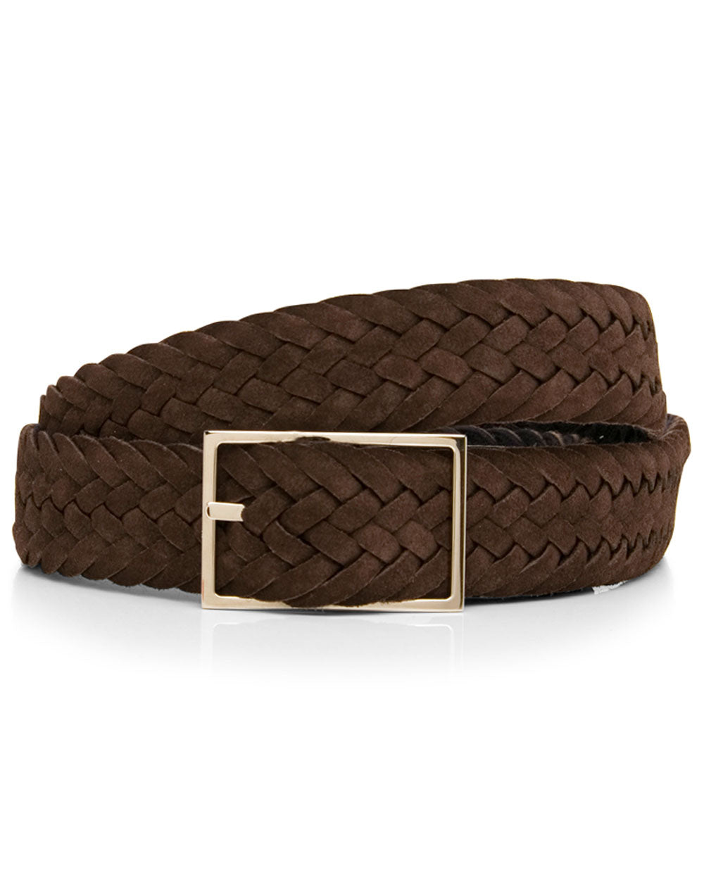 Brown Reversible Braided Suede Leather Belt