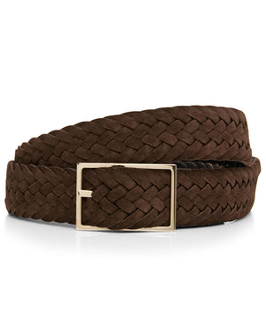 Brown Reversible Braided Suede Leather Belt