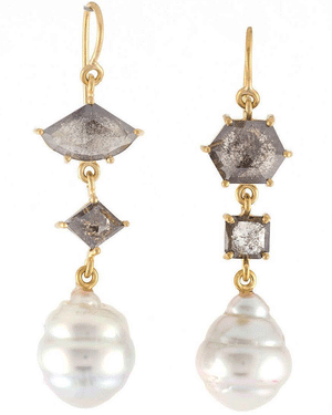 18k Yellow Gold Diamond Dangle Earrings