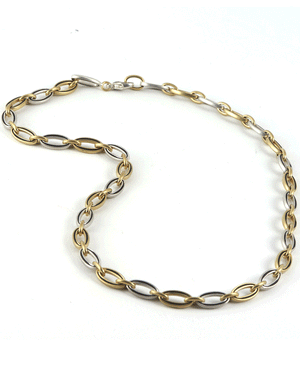 18k Yellow Gold and Platinum Mirage Link Necklace