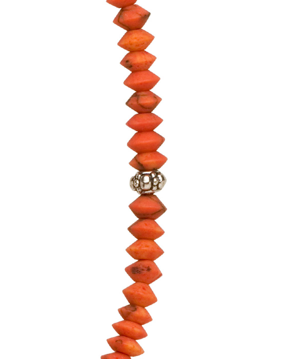 Orange Matte Jade and Sterling Silver Beaded Bracelet