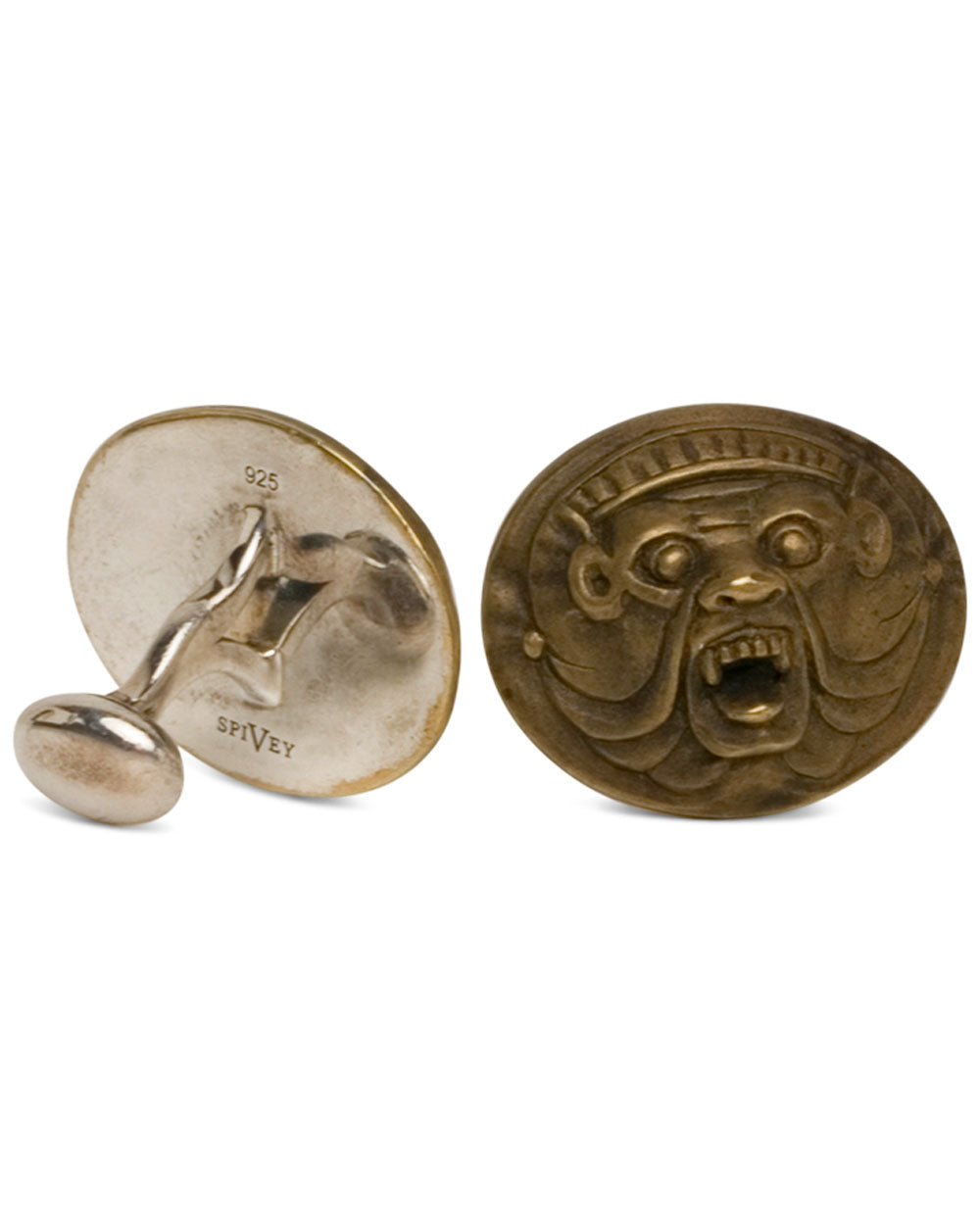 Yellow Bronze and Sterling Silver Bruxellois Demon Cufflinks
