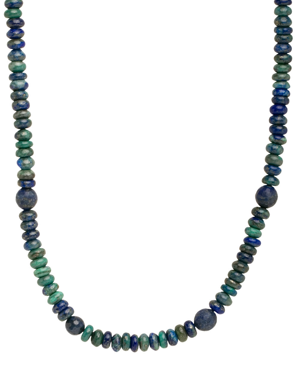 Azurite and Faceted Lapis Sterling Silver Necklace
