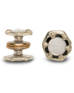 Black Celluloid and Mother of Pearl Snap Cufflinks