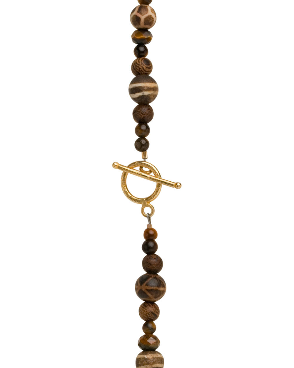 Burmese Fossilized Palm Wood and Tiger’s Eye Necklace