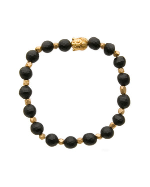Facet Black Onyx Vermeil 22k Gold Beaded Bracelet