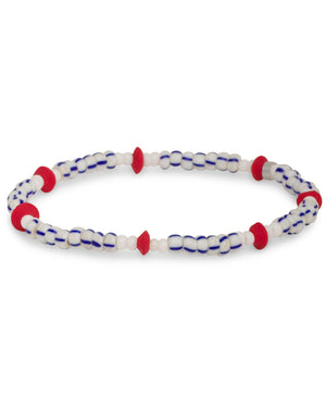 Red, White and Blue African Glass Beaded Bracelet