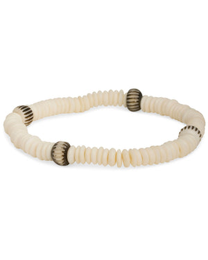 Shell and Etched Horn Beaded Bracelet