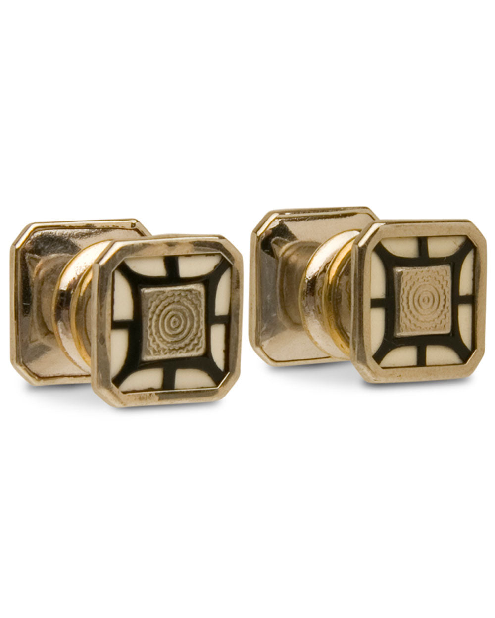 Sterling Silver White Gold Celluloid Snap Cufflinks