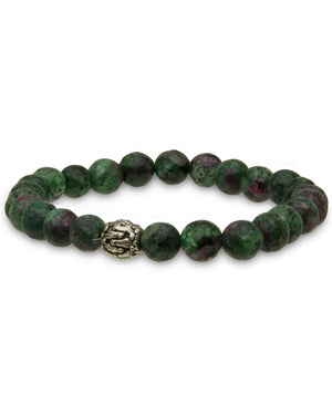 Zoisite with Ruby and Pewter Bracelet