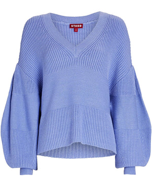 Periwinkle Knit Rye V Neck Sweater
