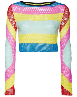 Rainbow Stripe Crochet Lumison Top