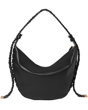 Medium Zip Shoulder Bag in Black