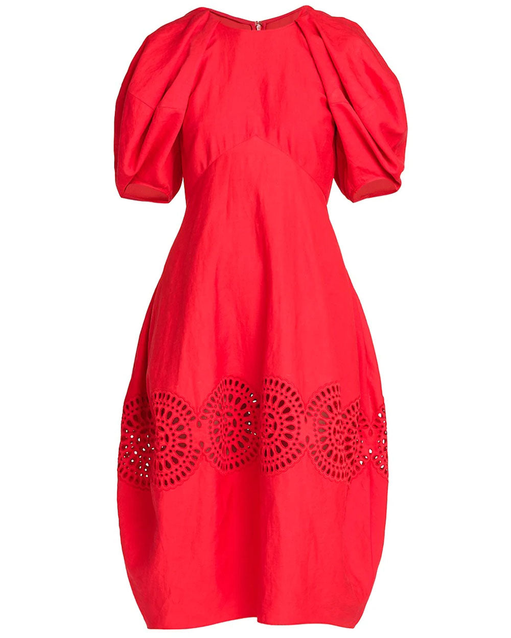 Bright Red Broderie Anglaise Midi Dress