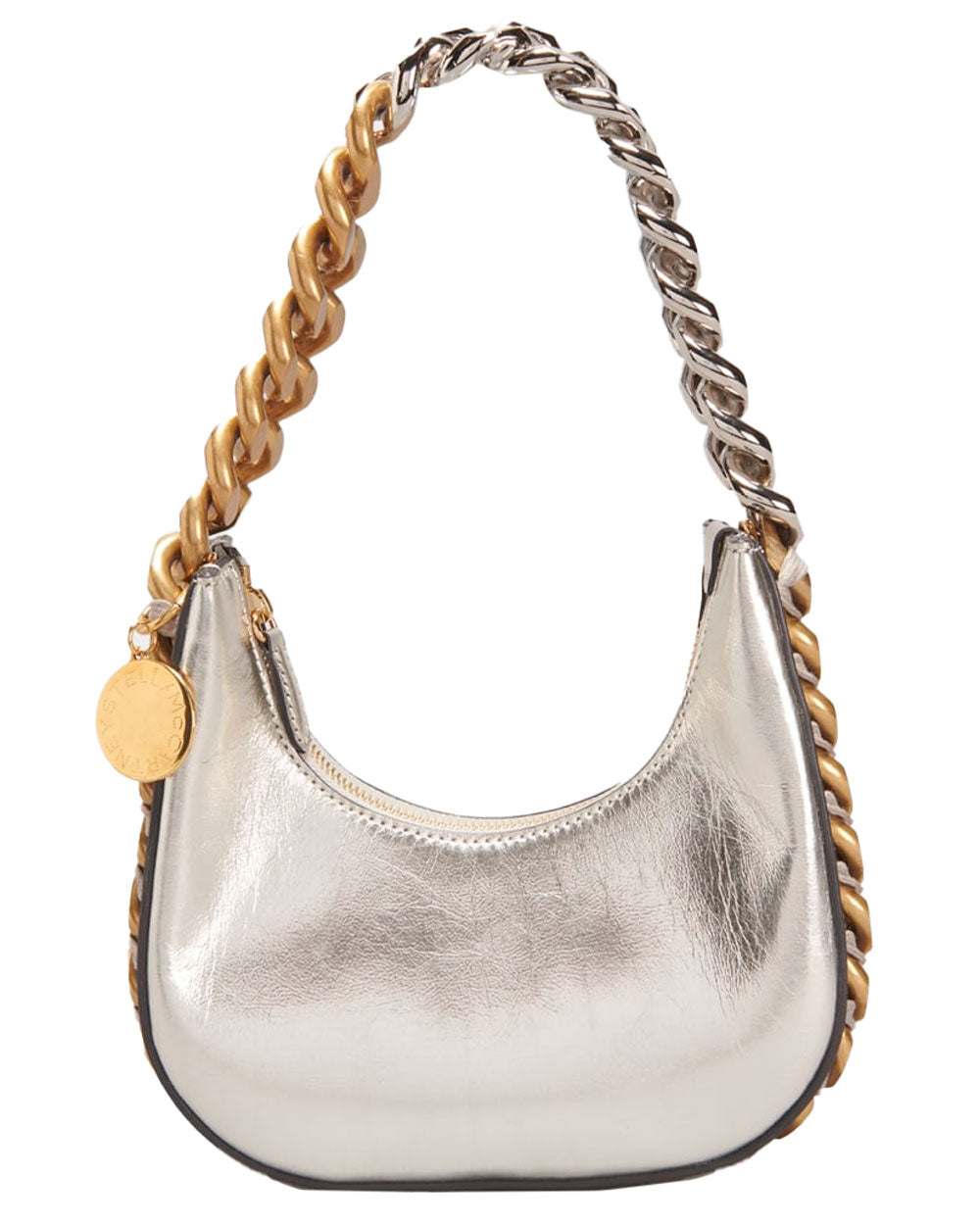 Eco Metallic Chain Shoulder Bag in Platinum