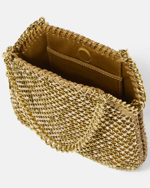 Falabella Mini Crystal Mesh Bag in Gold