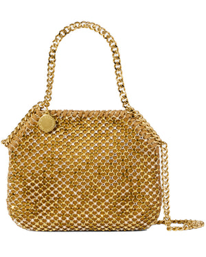 Falabella Mini Crystal Mesh Bag in Gold