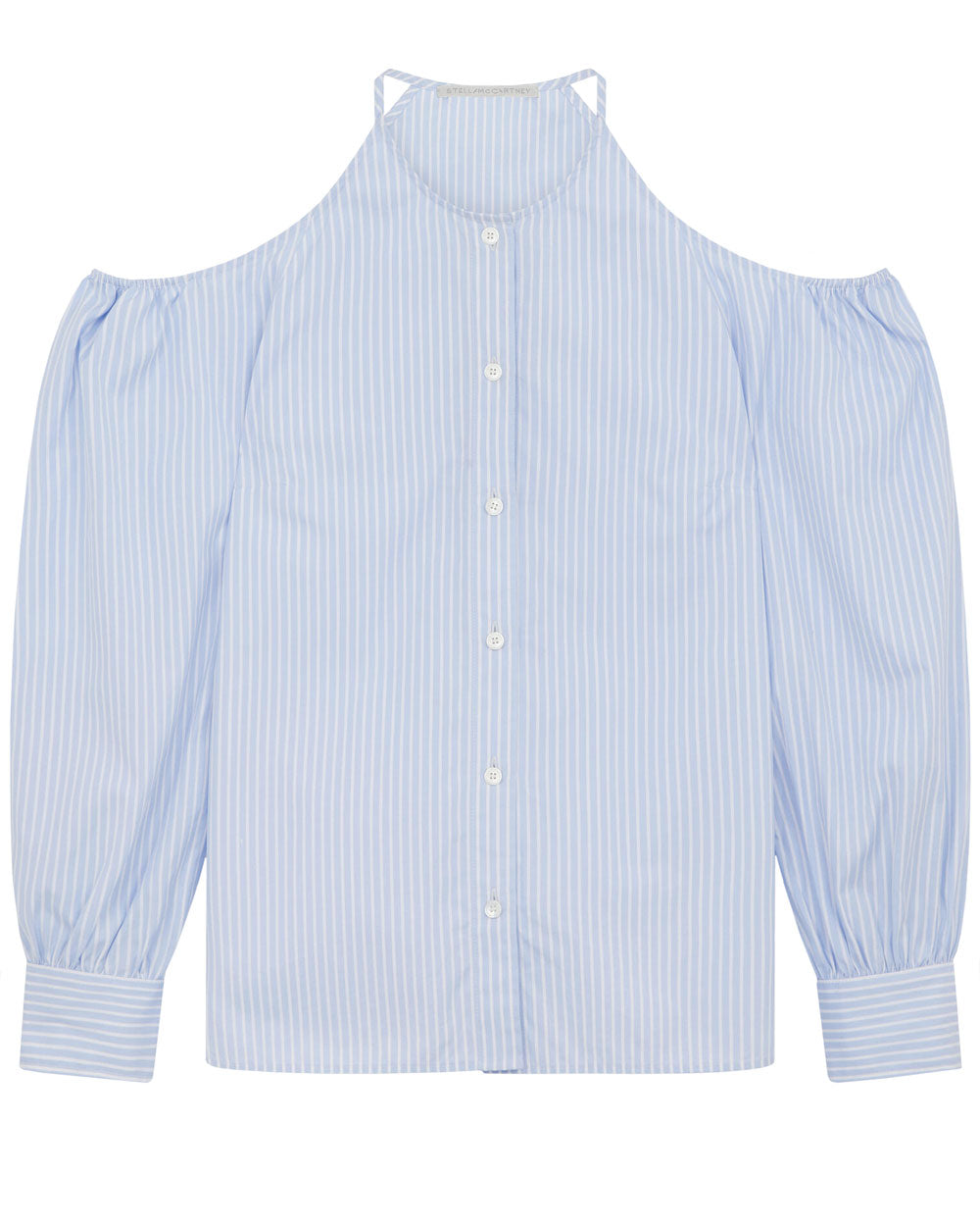 Light Blue Stripe Open Shoulder Shirt
