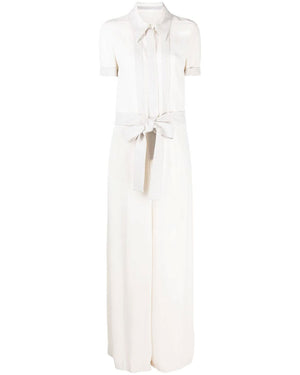Plaster White Wide Leg Belted Wendy Jumpsuit