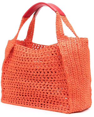 Raffia Crossbody Bag in Orange