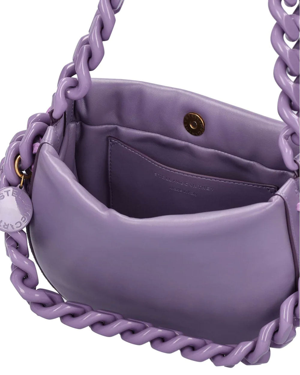 Small Puffy Tonal Frayme Shoulder Bag in Grape