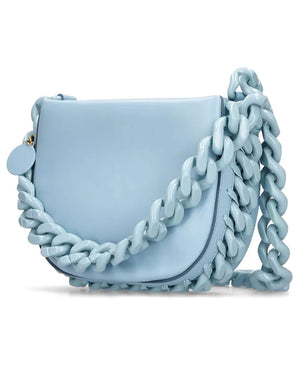 Small Puffy Tonal Frayme Shoulder Bag in Light Blue
