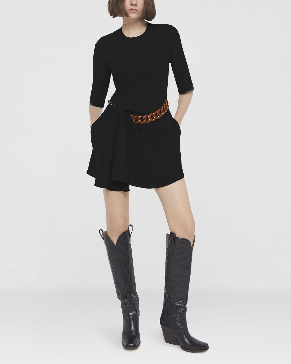 Black Falabella Chain Mini Dress