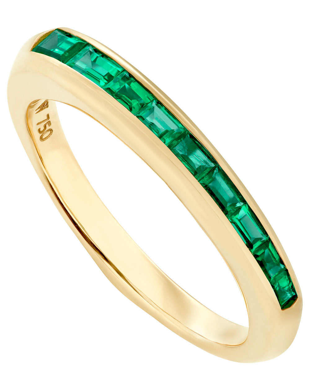 Yellow Gold Baguette Emerald Stack Ring