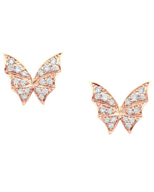 Rose Gold Fly By Night Pave Diamond Stud Earrings